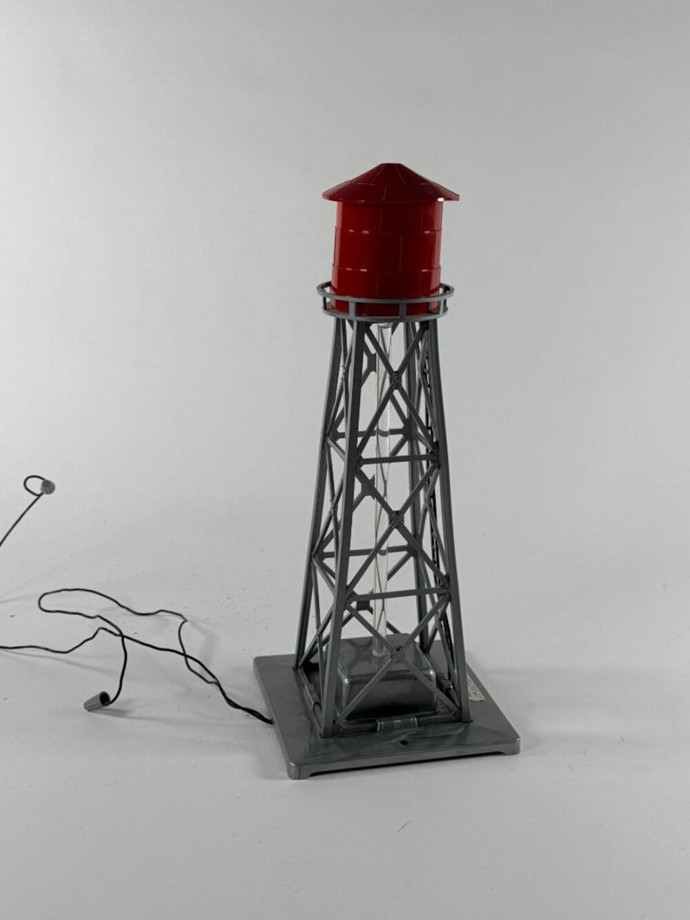 American Flyer A.C. GIlbert 12" Red Silver Light Water Tower S Gauge Damaged